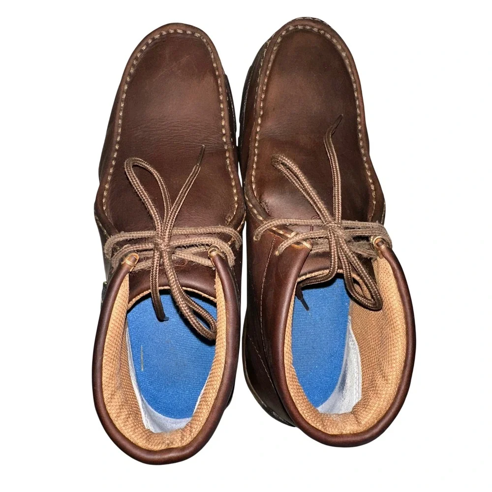 Twisted X Mens Brown Leather Driving Mocs Lace Up Steel Toe Chukka Boot MDMSM01